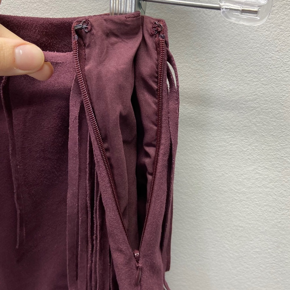 Express Faux Suede Asymmetrical Fringe Mini Skirt - Picture 5 of 7